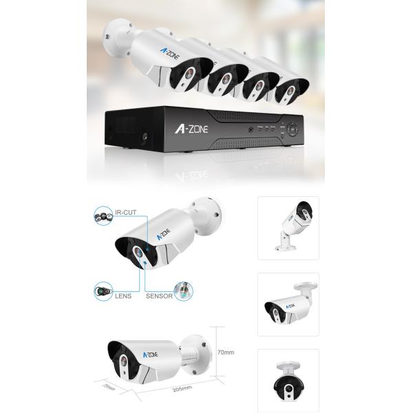Outdoor 2MP 8 Camera Security System With Dvr High Resolution 1/4"