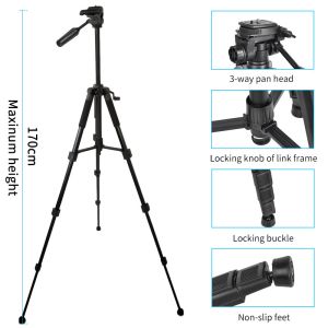 Telescoping Laser Level Tripod Stand With 1/4" 5/8" Screw Mount Height