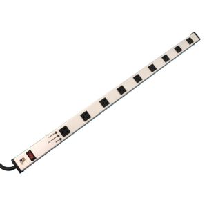 9 Outlet Thin Power Strip With On Off Switch , Surge Protector Power Bar 15A