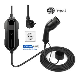 10A 16A EVSE Level 2 Type 2 Portable EV Charger Adjustable With Schuko