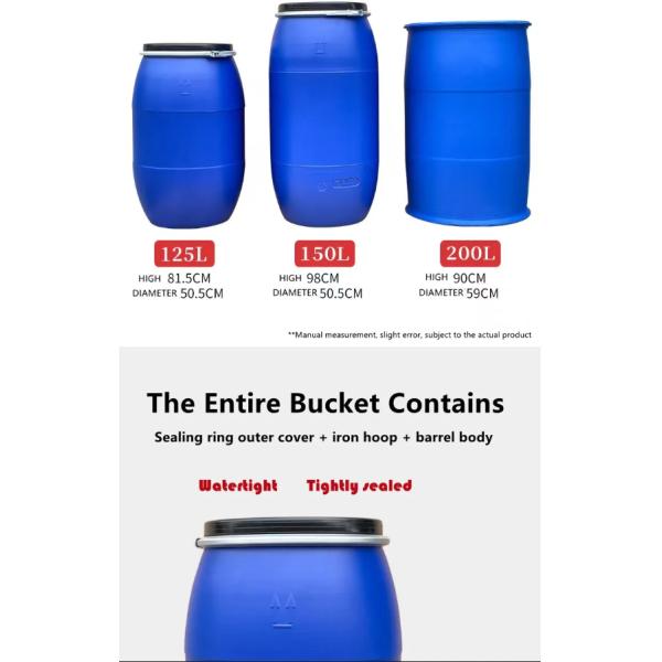 60 Litre HDPE Open Top Blue Plastic Drum
