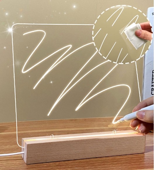 Customizable Erasable Led Message Board Acrylic Stand With Transparent Screen