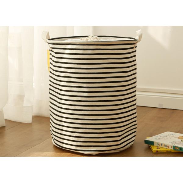 Laundry basket storage bag large box customizable colors stripe Green blue Cotton Linen