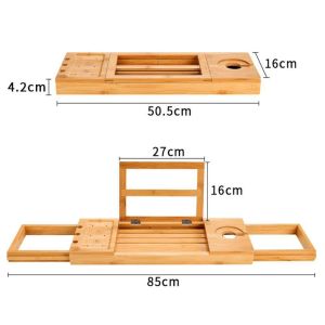 Home Furniture Bamboo Extendable Bath Caddy Bathtub Tray Customized