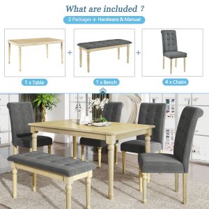 Tomile Modern 6 Piece Dining Set / Kitchen Dinette Sets High End