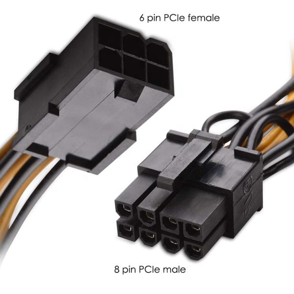 6 Pin Male to 8 Pin Male GPU ATX Video Graphics Card PCIe Express Adapter Power Supply Extension Cable for Computer