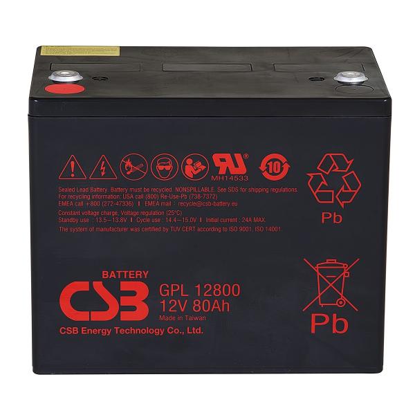 CSB Battery GPL12800 12V 80Ah Long Life Maintenance-Free Rechargeable VRLA CSB