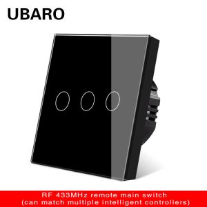 EU 3Gang Main Remote Control Light Switch 100-240Vac With Fireproof And Learn