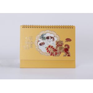 Wholesale Cute Classic Spiral Desk Calendar Art Paper Material And Gold Hot Foil Stamp from china suppliers