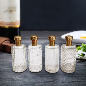 Embossed Electroplated Glass Whiskey Bottle 15cm Height