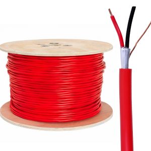 Red 1000 Foot Shielded Fire Alarm Cable with 2 Copper Cores 14/2 Solid Copper