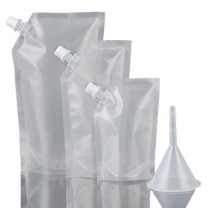 China biodegradable Portable Water Bag Transparent  Beverage Oil Packing 8OZ 16OZ 32OZ liquid packaging Doypack on sale