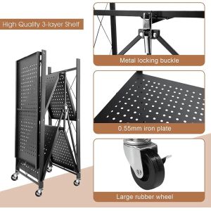 Home Metal Mobile Stackable Foldable Storage Unit Medium Duty Multi Layer