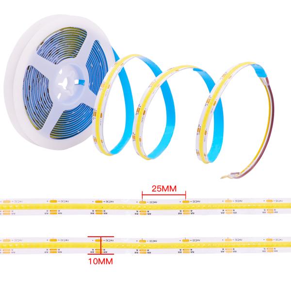 Fcob Cob Led Tape Light Ra90 576 Leds/M No Dot Led Strip Double Color