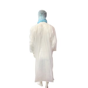 Machine Made Waterproof Long Sleeves Disposable PE Work Gown With Roll Packaging