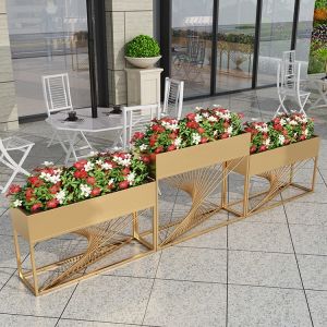 Individuation custom metal planter boxes rectangular flower pot wholesale