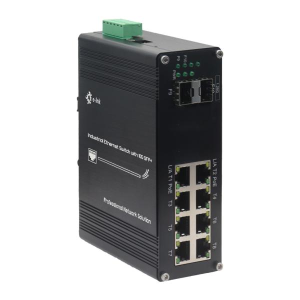 Managed Ethernet Switch with 8-Port 10/100/1000Base-T PoE+ and 2-Port 1000Base-X