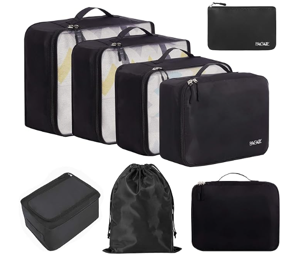 BAGAIL 8 Set Packing Cubes Luggage Packing Organizers for Travel Accessories-Cream