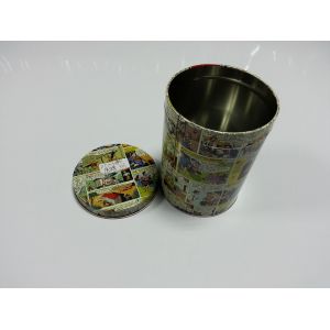 Printed Tinplate Round Food Tin Canister For Popcorn / Spices Storage