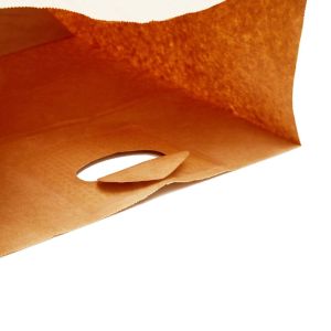 11''X6''X11" Kraft Paper Bags Die Cut Handle With Reinforced Handle