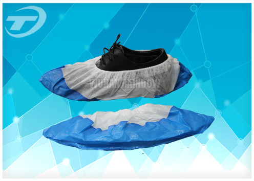 PVC Sole Disposable Anti Skid Shoe Covers PP+CPE Coated Non Woven