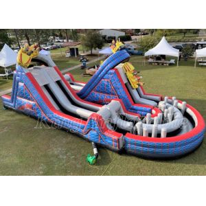 Backyard Obstacle Course Bounce House PVC Blue Largest Inflatable Obstacle
