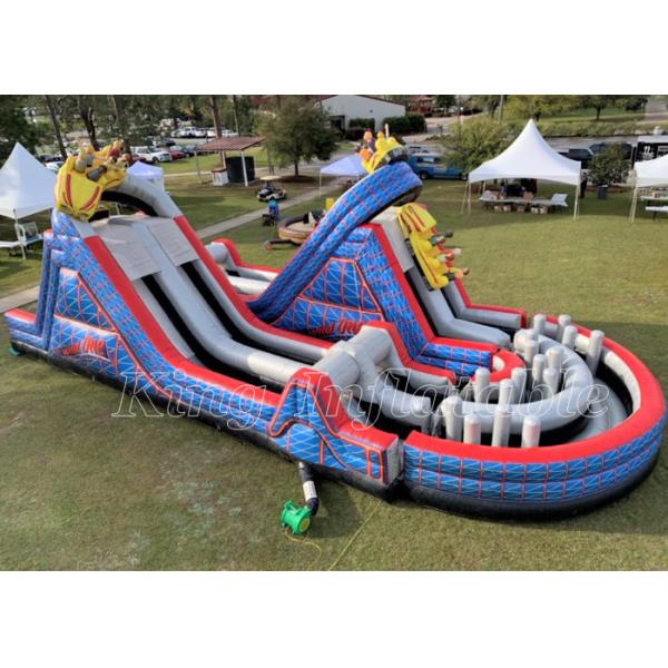 Backyard Obstacle Course Bounce House PVC Blue Largest Inflatable Obstacle