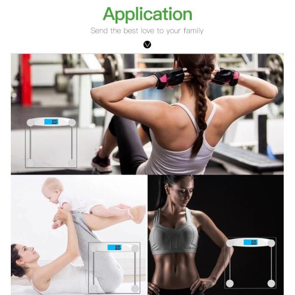 Clear Tempered Glass Platform Electronic Bathroom Weighing Scales