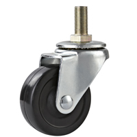 2" threaded stem industry rubber caster with side brake, 2" rubber caster brake,black small castors