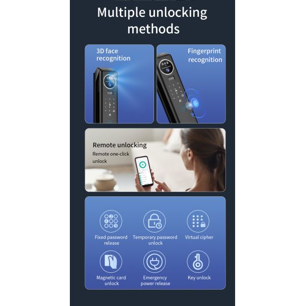 Qleung S959MAX Automatic Smart Door Lock with Video Calling Intercom and Tuya Remote Control
