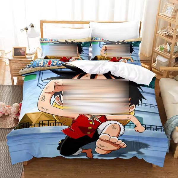 Anti Dust Mite 3D Printed Monkey D. Luffy Series Plant Digital Print Bed Linen Bedding Set