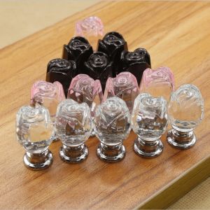 Flower Style Crystal Door Knobs Drawer Pulls Furniture Handles