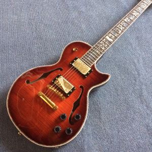 A new style of custom guitar, double F holes,Gold hardware,Flame Maple Top &