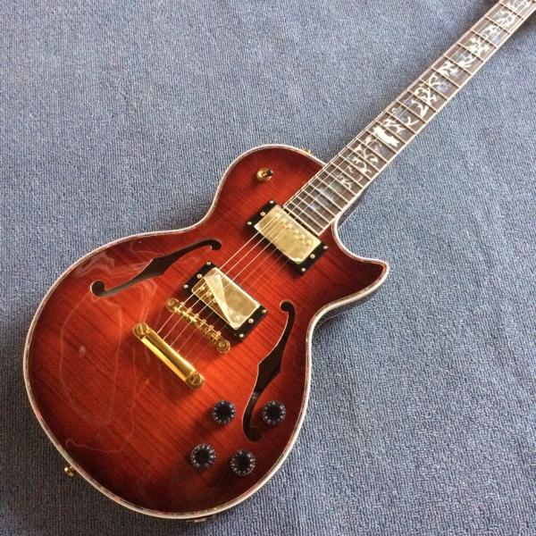 A new style of custom guitar, double F holes,Gold hardware,Flame Maple Top &