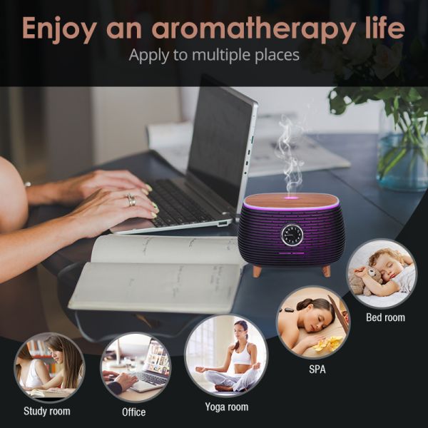 Intelligent Smart Multifunctional Essential Oil Aroma Diffuser with Time Clock Display and Music Play for Home Office Spa Yoga