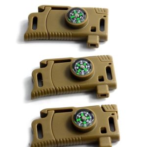 Initial Payment Multifunction Emergency Flint Fire Starter Compass Buckle with