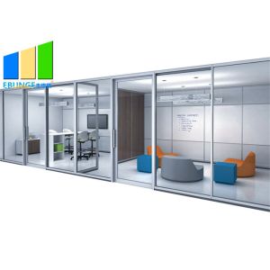 Demountable Soundproof Office Partition Double Glass Fixed Partition Walls With