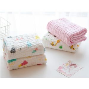 Pink Dyeing Natural Gauze Fabric Multilayer 40S 210GSM Spring Kids Blanket