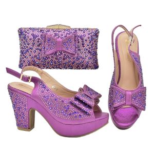 Wholesale Spring Women's Party Shoes Set with Beautiful Stones and Matching Bag Italian Design from china suppliers