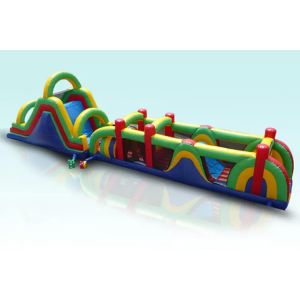 0.55mm PVC Tarpualin Giant Inflatable Obstacle Course With Slide