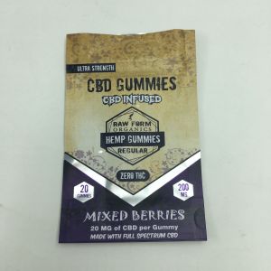 Custom printed 1g 3.5g recycle smell proof zipper gummy bear CBD small stand up