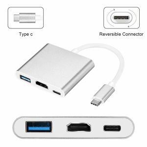 3-in-1 Thunderbolt 3 USB Type C Hub to Adapter 4K Aluminum USB-C Hub Dock with