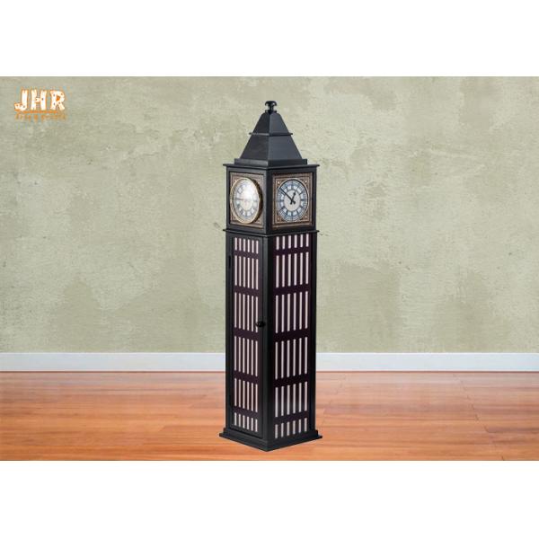 Tower Shape Storage Rack Wood Floor Clock MDF CD DVD Storage Cabinets Wooden
