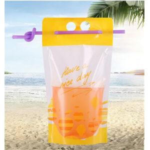Take away customized drinking bag clear plastic zipper pouch
