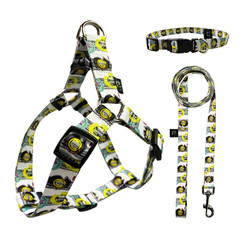 Woven Logo Dog Harness Set Multiple Colour Polyester Dog Harness