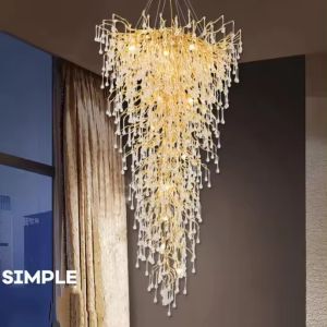 Incandescent Bulb Brass Crystal Chandelier Ceiling Light Hardwired