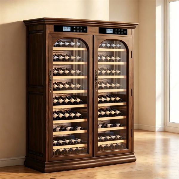 Smart Digital Temperature Control Dual-Zone Solid Wood Wine Cooler Cabinet Smart Digital Temperature Control Dual-Zone Solid Wood Wine Cooler Cabinet