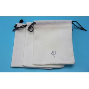 Small Plain Cotton Drawstring Bags , Rope Handle White Cotton Drawstring Pouch