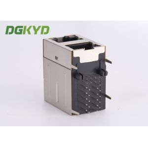 Gigabit ethernet stack dual port RJ45 connector with transformer for industial