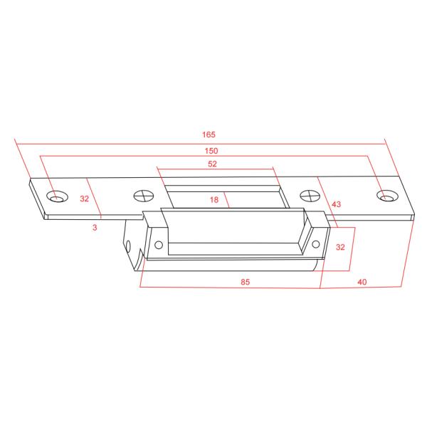 SL165KS Surface Mount Electric Strike Lock Mechanical For Door Access Control System